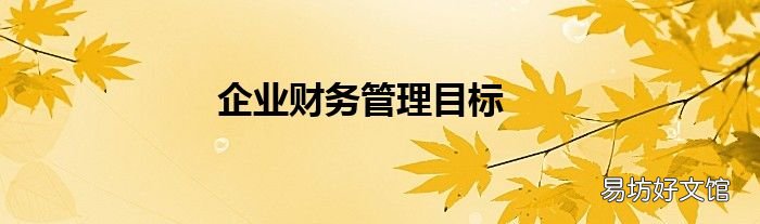 企业财务管理目标