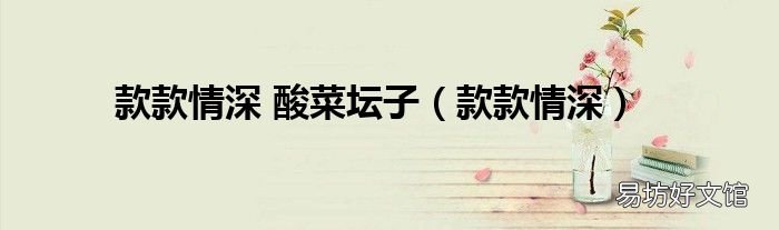 款款情深 款款情深 酸菜坛子
