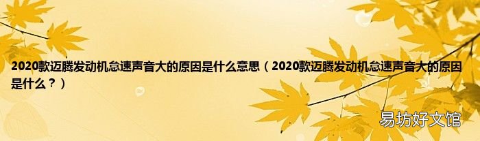 2020款迈腾发动机怠速声音大的原因是什么? 2020款迈腾发动机怠速声音大的原因是什么意思
