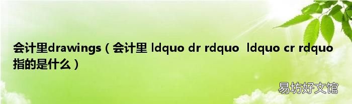 会计里 ldquo dr rdquoldquo cr rdquo 指的是什么 会计里drawings