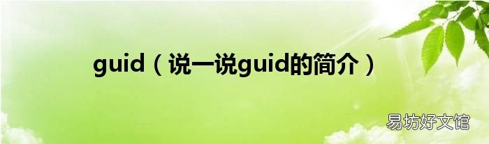说一说guid的简介 guid