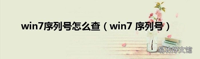 win7 序列号 win7序列号怎么查