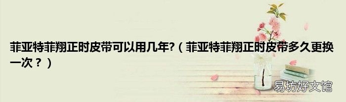 菲亚特菲翔正时皮带多久更换一次? 菲亚特菲翔正时皮带可以用几年?