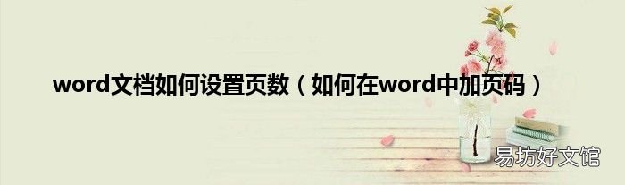 如何在word中加页码 word文档如何设置页数