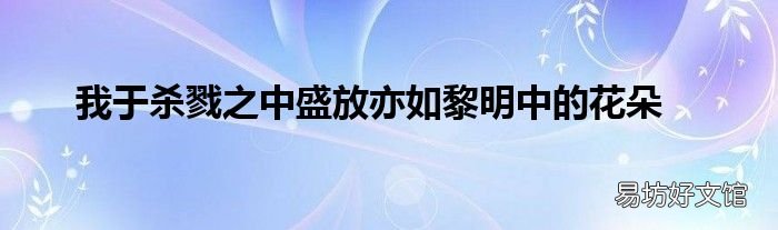 我于杀戮之中盛放亦如黎明中的花朵