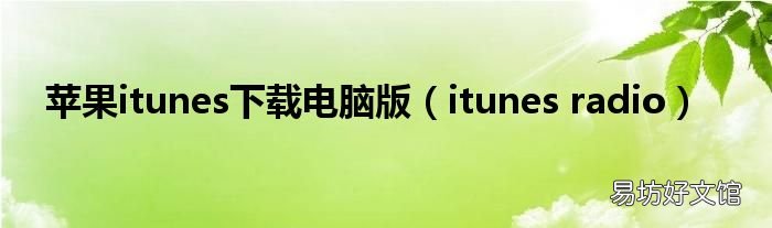 itunes radio 苹果itunes下载电脑版