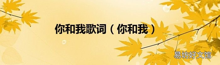 你和我 你和我歌词