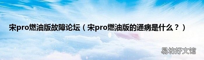 宋pro燃油版的通病是什么？ 宋pro燃油版故障论坛