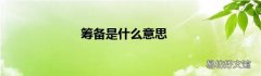 筹备是什么意思