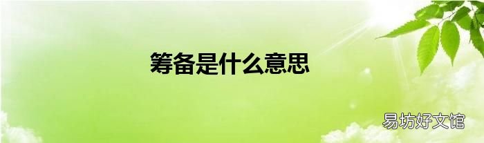 筹备是什么意思