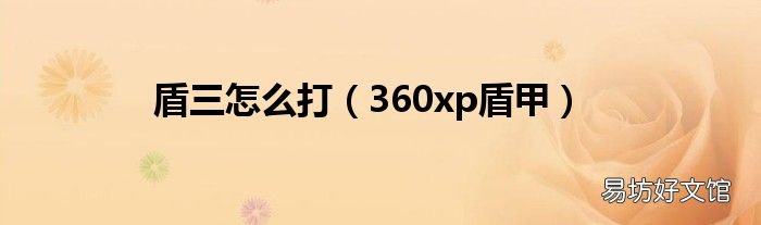 360xp盾甲 盾三怎么打
