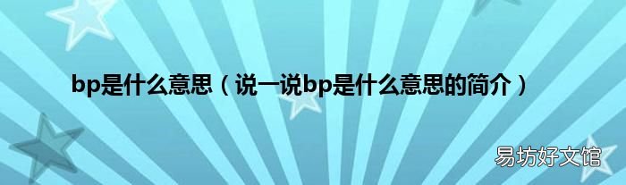说一说bp是什么意思的简介 bp是什么意思