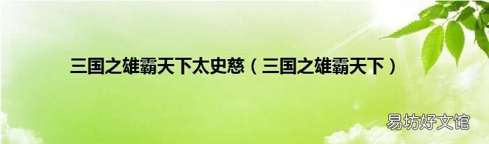 三国之雄霸天下 三国之雄霸天下太史慈