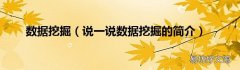 说一说数据挖掘的简介 数据挖掘