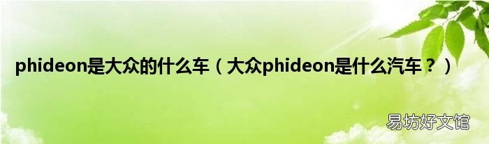 大众phideon是什么汽车？ phideon是大众的什么车