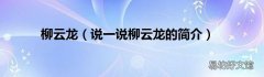 说一说柳云龙的简介 柳云龙