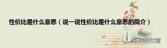 说一说性价比是什么意思的简介 性价比是什么意思