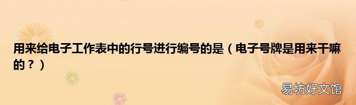 电子号牌是用来干嘛的? 用来给电子工作表中的行号进行编号的是