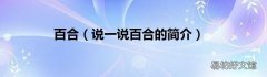 说一说百合的简介 百合