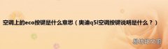 奥迪q5l空调按键说明是什么？ 空调上的eco按键是什么意思