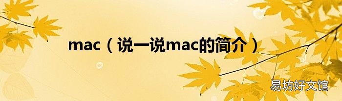说一说mac的简介 mac