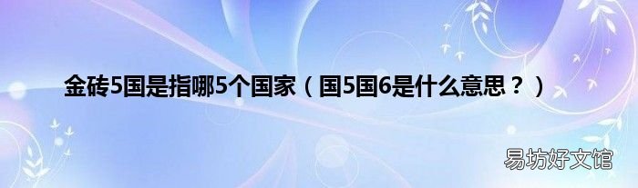 国5国6是什么意思? 金砖5国是指哪5个国家