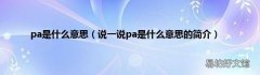 说一说pa是什么意思的简介 pa是什么意思