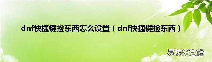dnf快捷键捡东西 dnf快捷键捡东西怎么设置