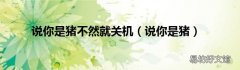 说你是猪 说你是猪不然就关机