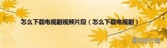 怎么下载电视剧 怎么下载电视剧视频片段