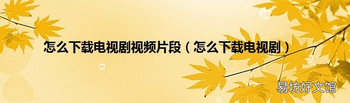 怎么下载电视剧 怎么下载电视剧视频片段