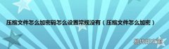 压缩文件怎么加密 压缩文件怎么加密码怎么设置常规没有
