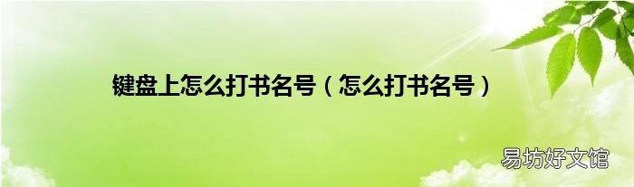 怎么打书名号 键盘上怎么打书名号