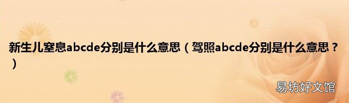 驾照abcde分别是什么意思? 新生儿窒息abcde分别是什么意思