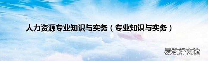 专业知识与实务 人力资源专业知识与实务