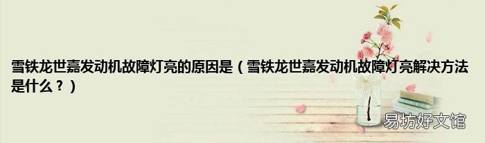 雪铁龙世嘉发动机故障灯亮解决方法是什么? 雪铁龙世嘉发动机故障灯亮的原因是