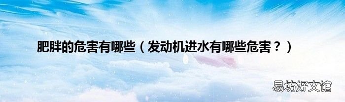 发动机进水有哪些危害? 肥胖的危害有哪些