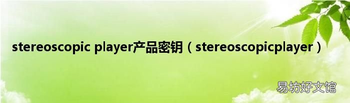 stereoscopicplayer stereoscopic player产品密钥