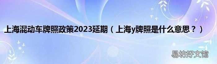 上海y牌照是什么意思? 上海混动车牌照政策2023延期