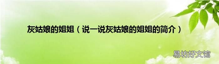 说一说灰姑娘的姐姐的简介 灰姑娘的姐姐