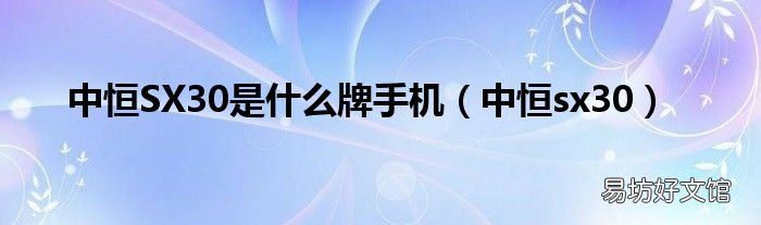 中恒sx30 中恒SX30是什么牌手机