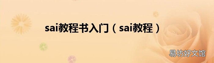 sai教程 sai教程书入门