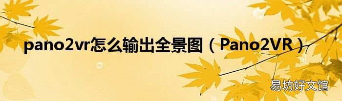 Pano2VR pano2vr怎么输出全景图