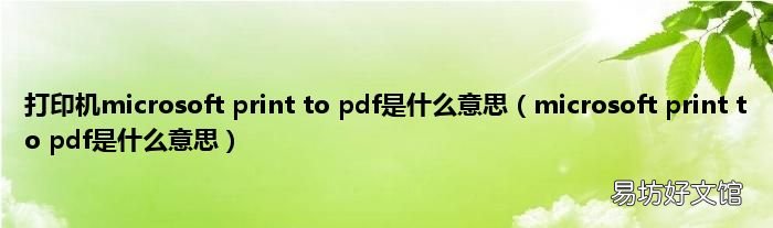 microsoft print to pdf是什么意思 打印机microsoft print to pdf是什么意思