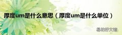 厚度um是什么单位 厚度um是什么意思