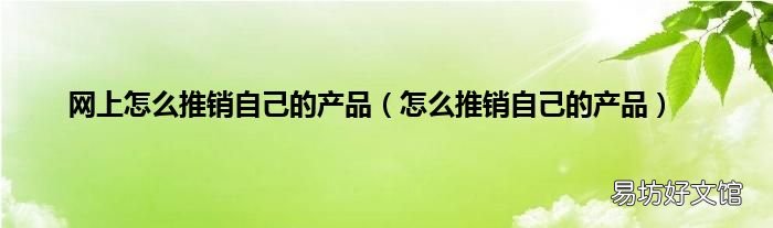 怎么推销自己的产品 网上怎么推销自己的产品