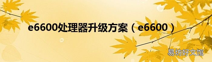 e6600 e6600处理器升级方案