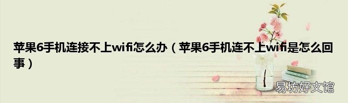 苹果6手机连不上wifi是怎么回事 苹果6手机连接不上wifi怎么办