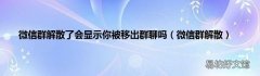 微信群解散 微信群解散了会显示你被移出群聊吗
