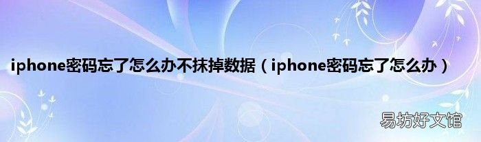 iphone密码忘了怎么办 iphone密码忘了怎么办不抹掉数据